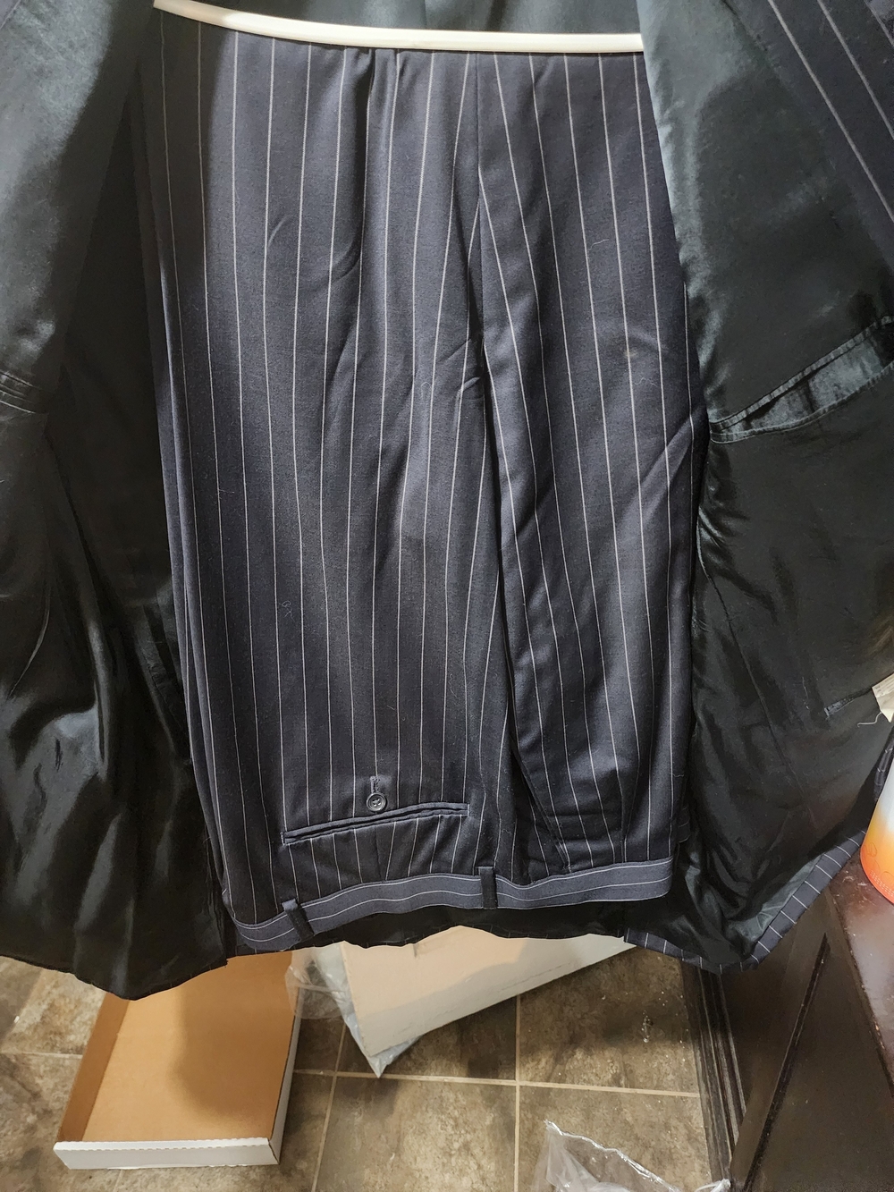 Classic Men’s Pinstripe Suit  - Navy Blue